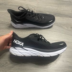 Black Clifton Hokas. Gifted by friend. Worn twice. Too big for me.